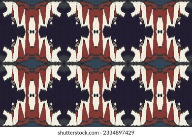 Ikat Paisley Pattern Embroidery Background. Ikat Flowers Geometric Ethnic Oriental Pattern traditional.aztec Style Abstract Vector illustration.design for Texture,fabric,clothing,wrapping,sarong.