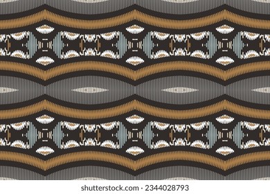 Ikat Paisley Pattern Embroidery Background. Ikat Flowers Geometric Ethnic Oriental Pattern traditional.aztec Style Abstract Vector illustration.design for Texture,fabric,clothing,wrapping,sarong.