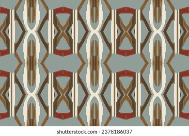 Ikat Paisley Pattern Embroidery Background. Ikat Vector Geometric Ethnic Oriental Pattern traditional.aztec Style Abstract Vector illustration.design for Texture,fabric,clothing,wrapping,sarong.