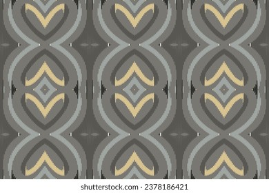 Ikat Paisley Pattern Embroidery Background. Ikat Flower Geometric Ethnic Oriental Pattern traditional.aztec Style Abstract Vector illustration.design for Texture,fabric,clothing,wrapping,sarong.