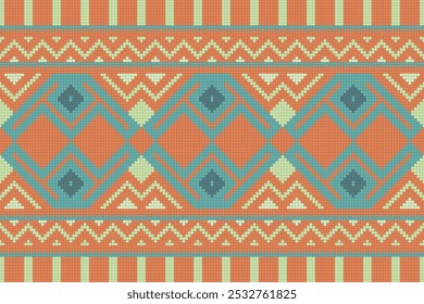 Ikat Paisley Pattern Embroidery Background. Ikat Background Geometric Ethnic Oriental Pattern traditional.aztec Style Abstract Vector design for Texture,fabric,clothing,wrapping,sarong.