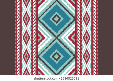 Ikat Paisley Pattern Embroidery Background. Ikat Designs Geometric Ethnic Oriental Pattern traditional.aztec Style Abstract Vector illustration.design for Texture,fabric,clothing,wrapping,sarong.