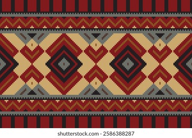 Ikat Paisley Pattern Embroidery Background. Ikat Seamless Pattern Geometric Ethnic Oriental Pattern Traditional. Ikat Aztec Style Abstract Design for Print Texture,fabric,saree,sari,carpet.