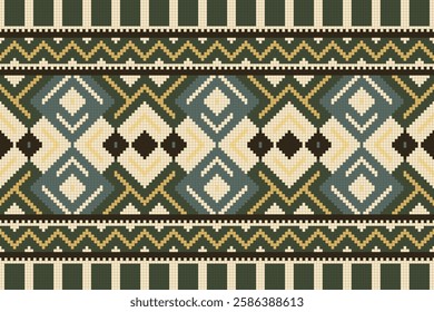 Ikat Paisley Pattern Embroidery Background. Ikat Seamless Geometric Ethnic Oriental Pattern traditional.aztec Style Abstract Vector design for Texture,fabric,clothing,wrapping,sarong.