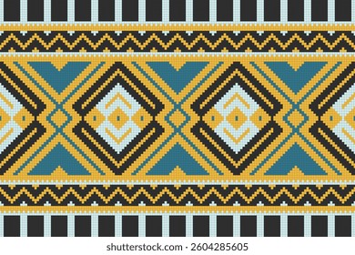 Ikat Paisley Pattern Embroidery Background. Ikat Texture Geometric Ethnic Oriental Pattern traditional.aztec Style Abstract Vector illustration.design for Texture,fabric,clothing,wrapping,sarong.