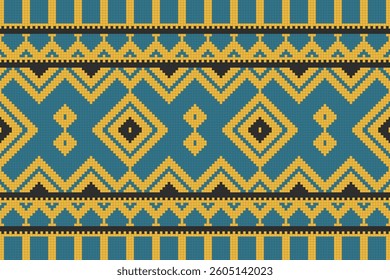 Ikat Paisley Pattern Embroidery Background. Ikat Vector Geometric Ethnic Oriental Pattern traditional.aztec Style Abstract Vector illustration.design for Texture,fabric,clothing,wrapping,sarong.