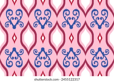 Ikat paisley seamless pattern. geometric ethnic oriental seamless pattern traditional background. Aztec style,embroidery,abstract,vector,illustration.design for ikat fabric, print, boho, cover, 