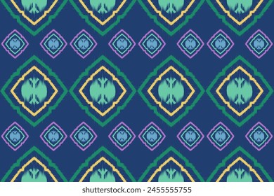 Ikat paisley seamless pattern. geometric ethnic oriental seamless pattern traditional background. Aztec style,embroidery,abstract,vector,illustration.design for ikat fabric, print, boho, cover, 