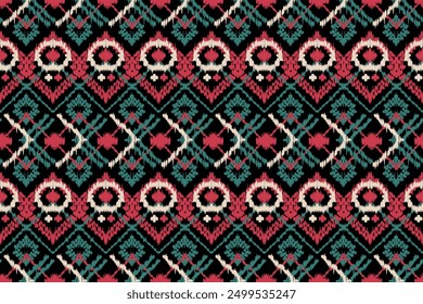 Ikat paisley seamless pattern. geometric ethnic oriental seamless pattern traditional background.Eart tone. Aztec style,embroidery,abstract,vector,illustration.design for texture, fabric, print, cover