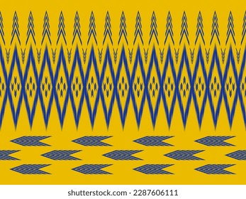 Ikat Paisley seamless pattern original geometric pattern on yellow background aztec abstract vector illustration design for texture, fabric, clothing, wrap, rug, pr