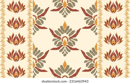 Ikat paisley seamless pattern, traditional seamless pattern, aztec style, embroidery, abstract, vector, design illustration for texture, fabric, print.