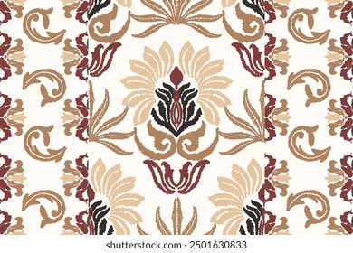 Patrón inconsútil de Ikat Paisley, patrón inconsútil tradicional, estilo azteca, bordado, abstracto, Vector, ilustración del diseño para la textura, tela, impresión.