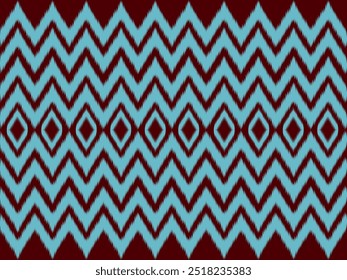 Ikat paisley seamless pattern.geometric ethnic oriental seamless pattern traditional background. blue and red tone. Aztec style,embroidery,abstract,vector,illustration.design for texture,fabric,print.