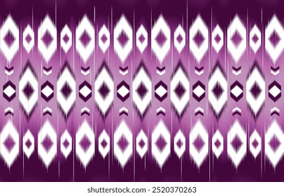 Ikat Patten Purple
This Ikat pattern showcases a purple gradient background with white and purple geometric diamond shapes.
Ikat Patten Style.
Design for textiles,fabric,clothing