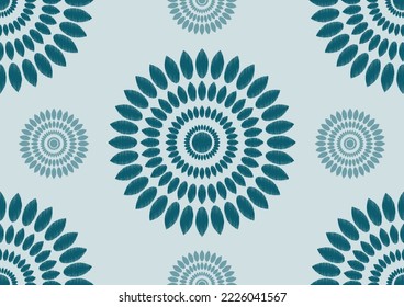 ikat patter n concept combinesgeometric shapes with tribal symbols in an ikat pattern style. The simple color scheme is perfect for adapting the ikat pattern to textiles such as shirts, blankets, rugs