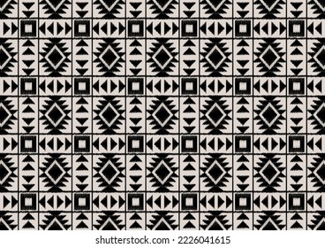 ikat patter n concept combinesgeometric shapes with tribal symbols in an ikat pattern style. The simple color scheme is perfect for adapting the ikat pattern to textiles such as shirts, blankets, rugs