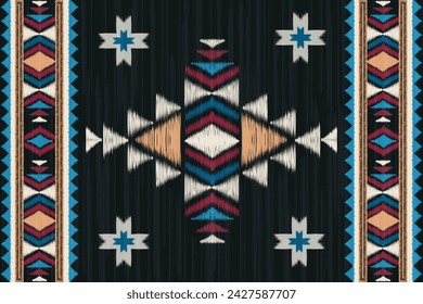 Ikat pattern Abstract Ethnic art. Seamless pattern in tribal, folk, embroidery, and Mexican style. Aztec geometric art ornament print Design for carpet, cover. wallpaper, wrapping, fabric, clothing