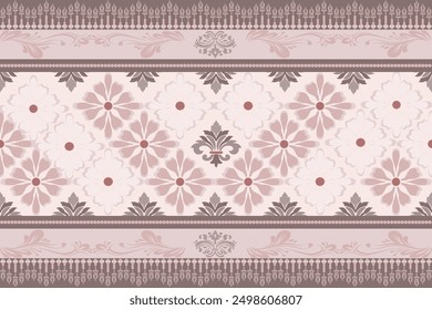 Ikat pattern abstract on Light pink tone in the background  , Motif ethnic  floral seamless textil,  embroidery, print striped ornament floral, pattern, design for wrapping, silk, scarf