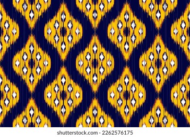 ikat pattern art. Ethnic seamless pattern in tribal, folk embroidery, and Mexican style. Geometric striped. Design for background, wallpaper, vector illustration, fabric, clothing, carpet.