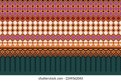 Ikat patrón arte. folk Motif bordado, estilo indio Ethnic Textile Motif ikat diseño vectorial digital sin fisuras para Print saree sari Kurti Borneo Fabric borde de fondo