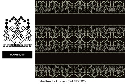 Ikat pattern background for clothing, wrapping printing, card, carpet. Batik, Ikat , Arabic pattern, Batik, Songket, Aztec, cotton printing. Textured seamless vector template.