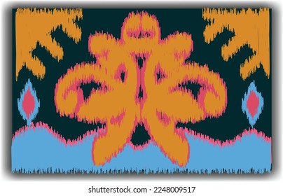 Ikat pattern background for clothing, wrapping printing, card, carpet. Batik, Ikat , Arabic pattern, Batik, Songket, Aztec, cotton printing. Textured seamless vector template.