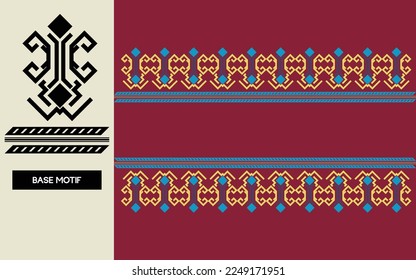 Ikat pattern background for clothing, wrapping printing, card, carpet. Batik, Ikat , Arabic pattern, Batik, Songket, Aztec, cotton printing. Textured seamless vector template.