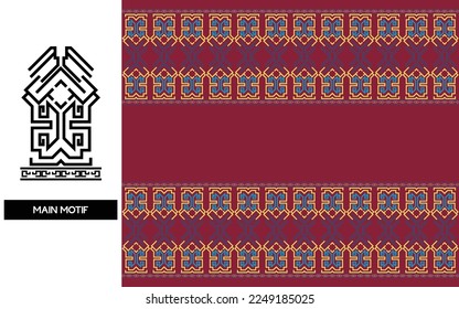 Ikat pattern background for clothing, wrapping printing, card, carpet. Batik, Ikat , Arabic pattern, Batik, Songket, Aztec, cotton printing. Textured seamless vector template.