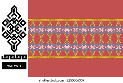 Fondo del patrón de ikat para ropa, impresión de envoltura, tarjeta, alfombra. Batik, Ikat , Patrón árabe, Batik, Songket, Aztec, algodón estampado. Plantilla de vector de borde sin textura.