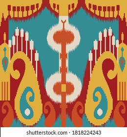 Ikat pattern background Traditional pattern on the fabric in Indonesia and other Asian countries