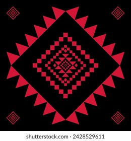 Ikat pattern black and red design for carpet,curtain,clothing,fabric,wrapping paper,tiles,textiles,batik,texture and wallpaper.