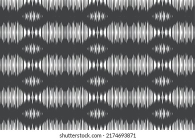Ikat pattern. Black and white tribal vector seamless pattern. 
