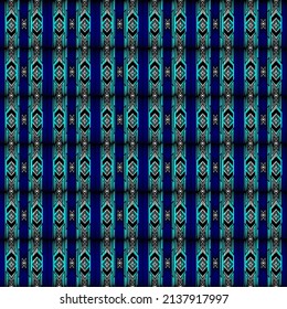 Ikat pattern. Blue ikat.  Geometric Ethnic oriental pattern traditional. tribal vector design for fashion women, background, wallpaper, clothing, wrapping, print, blanket, scarf, etc. Aztec pattern.
