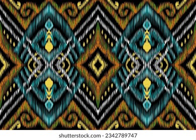 Ikat pattern, Ikat chevron, Paisley pattern, Vector element, Abstract Vector, Batik, fabric embroidery, Ethnic pattern, Ogee, Geometric ethnic, Seamless textile, native american, Background printing.