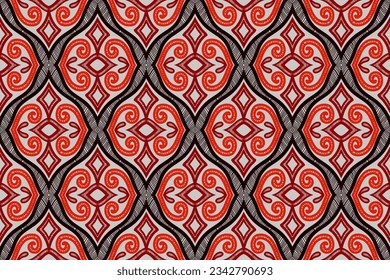 Ikat-Muster, Ikat-Chevron, Paisley-Muster, Vektor-Element, Abstrakter Vektor, Batik, Stoffstickerei, Ethnisches Muster, Ogee, Geometrische ethnische, Nahtlose Textilien, Indianeramerikaner, Hintergrunddruck.