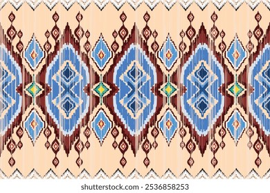 Ikat-Muster, Ikat chevron, Paisley-Muster, Vektorelement, Abstrakter Vektor, Batik, Stoffstickerei, Ethnische Muster, Ogee, Geometrische ethnische, Nahtlose Textilien, Indianer, Hintergrunddruck.