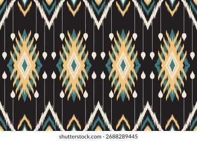 Ikat pattern concept showcasing traditional ethnic geometric pattern, design for textile, fabric, carpet, wallpaper, clothing, wrapping, batik, and decorative pattern applications for versatile use