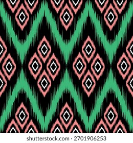 Ikat pattern concept showcasing traditional ethnic geometric pattern, design for textile, fabric, carpet, wallpaper, clothing, wrapping, batik, and decorative pattern applications for versatile use