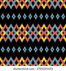 Ikat conceito padrão mostrando padrão geométrico étnico tradicional, design para aplicações têxteis, tecido, tapete, papel de parede, roupas, embrulho, batik e padrão decorativo para uso versátil