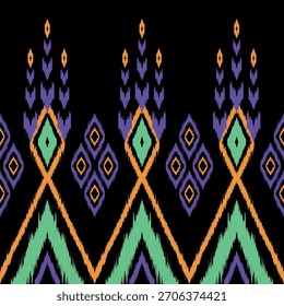 Ikat conceito padrão mostrando padrão geométrico étnico tradicional, design para aplicações têxteis, tecido, tapete, papel de parede, roupas, embrulho, batik e padrão decorativo para uso versátil