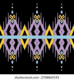 Ikat pattern concept showcasing traditional ethnic geometric pattern, design for textile, fabric, carpet, wallpaper, clothing, wrapping, batik, and decorative pattern applications for versatile use