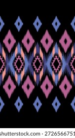 Ikat Musterkonzept zeigt traditionelle ethnische geometrische Muster, Design für Textil, Stoff, Teppich, Tapete, Kleidung, Verpackung, Batik, und dekorative Musteranwendungen für vielseitige Nutzung