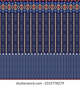 Ikat pattern design , Floral pixel art pattern, Textile business , Vector Images For printing on Fabric, Wallpaper, Carpet, Ceramics, etc.