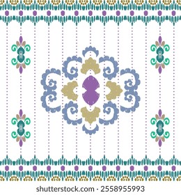 Ikat pattern design , Floral pixel art pattern, Textile business , Vector Images For printing on Fabric, Wallpaper, Carpet, Ceramics, etc.

