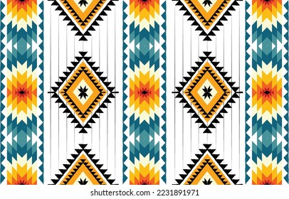 Ikat pattern design.Eethnic ikat pattern oriental African American Indonesia, Asia, Aztec motif textile and bohemian.design for background, wallpaper,carpet print, fabric, batik .vector ikat pattern. 