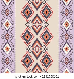 Ikat pattern design.Eethnic ikat pattern oriental African American Indonesia, Asia, Aztec motif textile and bohemian.design for background, wallpaper,carpet print, fabric, batik .vector ikat pattern. 
