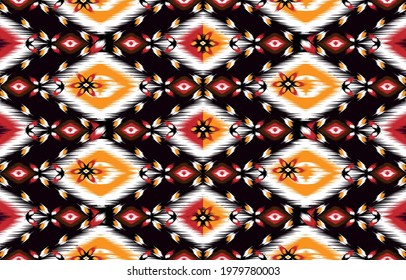 diseño de bordado de patrón ikat para fondo o papel de pared y ropa, batik, tela,estilo de bordado de ilustración vectorial.