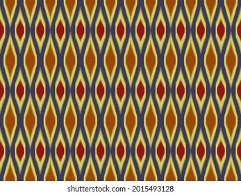 Patrón de ikat como tejido étnico. Diseño para tela, fondo, papel pintado, vector, alfombra, tela tradicional en colorido. Papel de escritorio en un diseño de patrón impecable. Diseño nativo en patrón geométrico. 