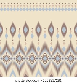 Ikat Pattern: Ethnic Geometric Design in Soft Pastel Tones