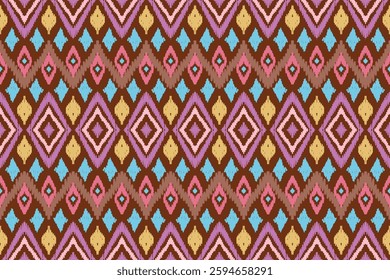 Ikat pattern, Ethnic ikat seamless pattern, African style, Abstract vector, Chevron embroidery, colorful textile, Navajo aboriginal pattern, Aztec and tribal motifs, Vector hand drawn style.